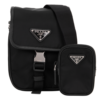 Re-Nylon Shoulder Bag, &pound;650, Handbags, Black, Nylon, Front view